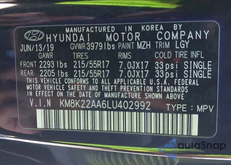 2020 Hyundai Kona Sel из США, поврежденный, VIN KM8K22AA6LU402992